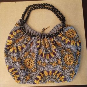 Amici colorful mandala print beaded handles boho hobo tote bag purse